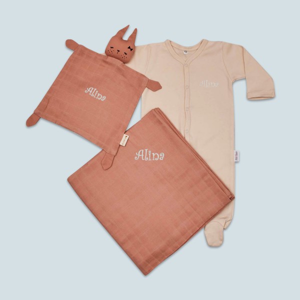 Baby Geschenkset Kuscheln &amp; Spielen, Altrosa &amp; Creme