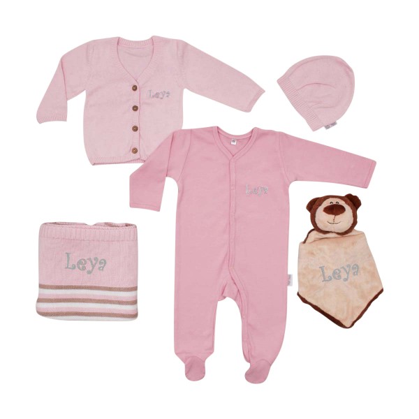 Baby Geschenkset Little You, Bär Rosa