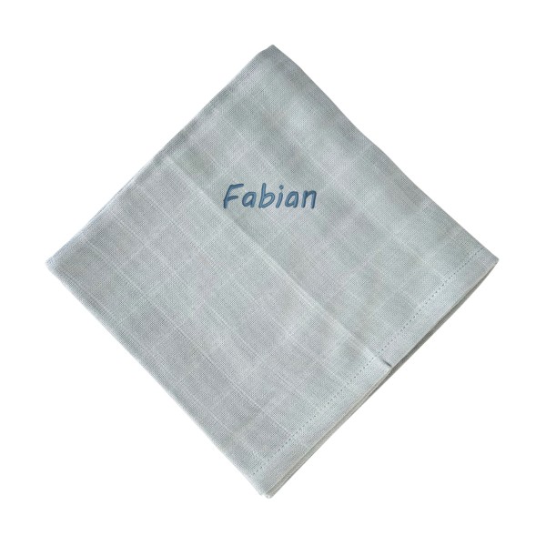 Nuscheli mit Namen 60x60 cm, Cottage Blue